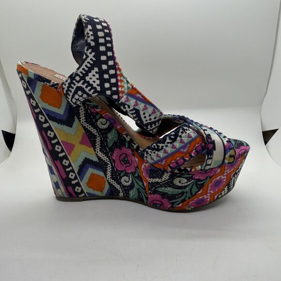 Steve Madden Winonna Wedges Multicolored Platform Sandals Size 8.5M - Picture 9 of 13